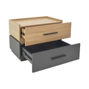 Sonlen bedside table melamine and MDF in light shade walnut-charcoal 60x40x44.5cm