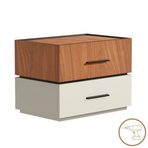 Sonlen bedside table made of melamine and MDF in walnut-beige shade 60x40x44.5cm