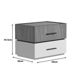 Sonlen bedside table made of melamine and MDF in walnut-beige shade 60x40x44.5cm