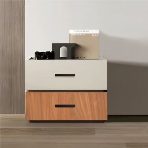 Sonlen bedside table made of melamine and MDF in walnut-beige shade 60x40x44.5cm