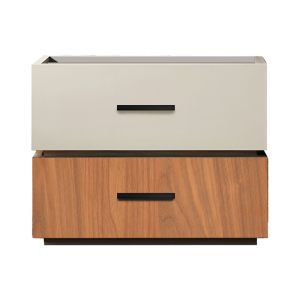 Sonlen bedside table made of melamine and MDF in walnut-beige shade 60x40x44.5cm