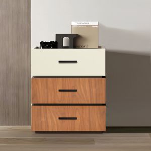 Sonlen bedside table made of melamine and MDF in a walnut-beige shade 60x40x66cm