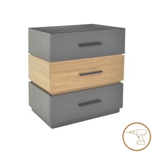 Sonlen bedside table made of melamine and MDF in a light shade of walnut-charcoal 60x40x66cm