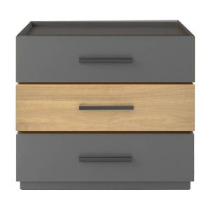 Sonlen bedside table made of melamine and MDF in a light shade of walnut-charcoal 60x40x66cm