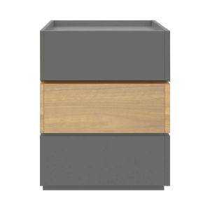 Sonlen bedside table made of melamine and MDF in a light shade of walnut-charcoal 60x40x66cm