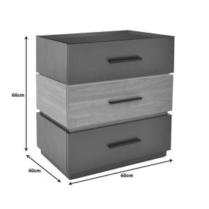 Sonlen bedside table made of melamine and MDF in a light shade of walnut-charcoal 60x40x66cm
