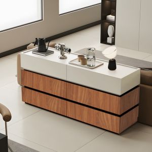 Sonlen chest of drawers made of melamine and MDF in a walnut-beige shade 120x40x72cm