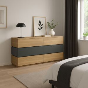 Sonlen chest of drawers made of melamine and MDF in anthracite-light walnut color 120x40x72cm