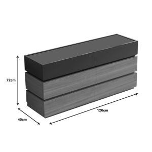 Sonlen chest of drawers made of melamine and MDF in anthracite-light walnut color 120x40x72cm