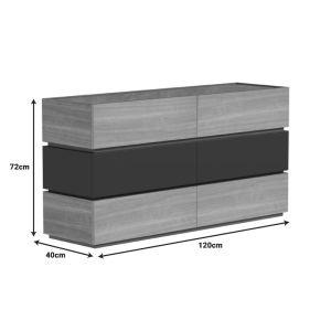 Sonlen chest of drawers made of melamine and MDF in anthracite-light walnut color 120x40x72cm