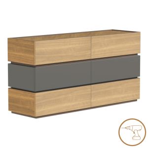 Sonlen chest of drawers made of melamine and MDF in anthracite-light walnut color 120x40x72cm