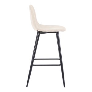 Бар стол Bella със среден размер, плат в екрю, с черен метален крак 41.5x49x98см