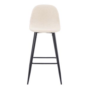 Бар стол Bella със среден размер, плат в екрю, с черен метален крак 41.5x49x98см
