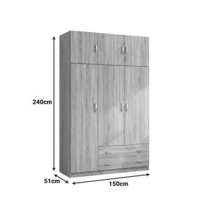 Гардероб с три врати и място за съхранение над врата Alvia sonoma 150x51x240см