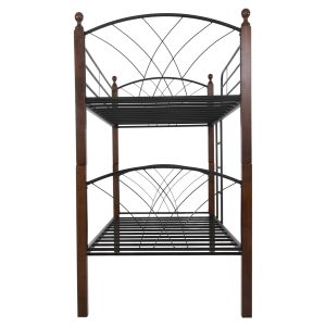 Двуетажно легло с матраци Storey HM10749.10 метал и каучуково дърво в орех - за матраци 90X190СМ.