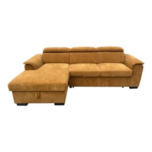 Десен ъглов разтегателен диван Lemance camel плат 255x168x82см
