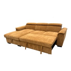Десен ъглов разтегателен диван Lemance camel плат 255x168x82см