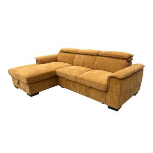 Десен ъглов разтегателен диван Lemance camel плат 255x168x82см