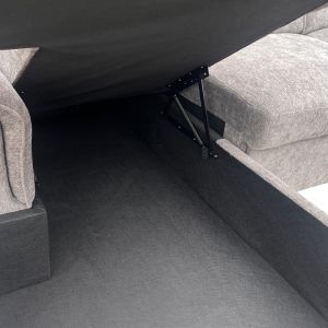 Десен ъглов разтегателен диван Lemance сив плат 255x168x82см