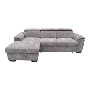 Десен ъглов разтегателен диван Lemance сив плат 255x168x82см