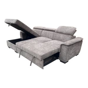 Десен ъглов разтегателен диван Lemance сив плат 255x168x82см