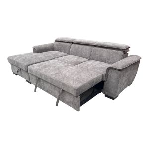 Десен ъглов разтегателен диван Lemance сив плат 255x168x82см