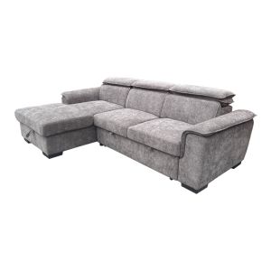 Десен ъглов разтегателен диван Lemance сив плат 255x168x82см