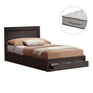 Единично легло с чекмедже и матрак Melany HM10756.02 меламин в зебрано - за 90X190СМ.