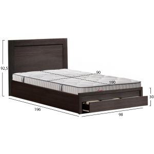 Единично легло с чекмедже и матрак Melany HM10756.02 меламин в зебрано - за 90X190СМ.