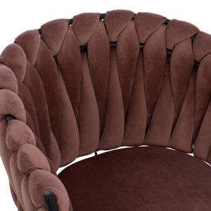 Комплект за трапезария 5 части Aliza HM12122.01 Mdf плот в естествен дървесен цвят - прашно розово кадифе