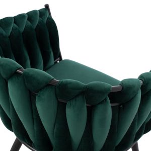 Комплект за трапезария 5 части Jolie HM12123.01 Mdf плот в естествен дървесен цвят - кипарисово зелено кадифе