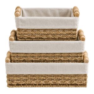 Комплект от 3 двуцветни плетени панери 36x23x14, 31x18x12, 26x15x10 см