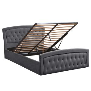 Легло с матрак и ракла ODELIA HM10806.01, сиво кадифе, за матрак 160x200 см