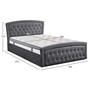 Легло с матрак и ракла ODELIA HM10806.01, сиво кадифе, за матрак 160x200 см