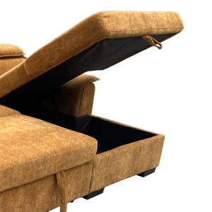 Ляв ъглов разтегателен диван Lemance camel плат 255x168x82см
