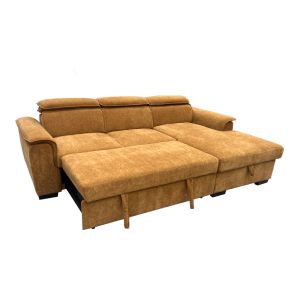 Ляв ъглов разтегателен диван Lemance camel плат 255x168x82см