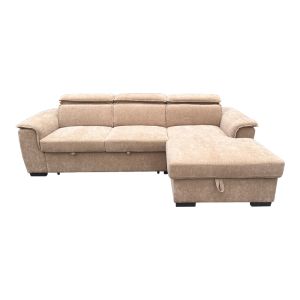 Ляв ъглов разтегателен диван Lemance бежов плат 255x168x82см