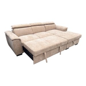 Ляв ъглов разтегателен диван Lemance бежов плат 255x168x82см