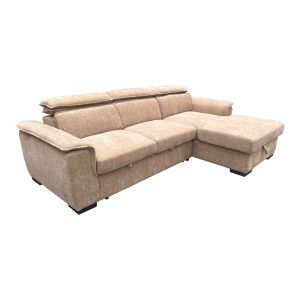 Ляв ъглов разтегателен диван Lemance бежов плат 255x168x82см