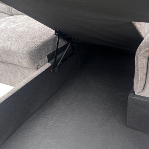 Ляв ъглов разтегателен диван Lemance сив плат 255x168x82см
