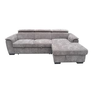 Ляв ъглов разтегателен диван Lemance сив плат 255x168x82см