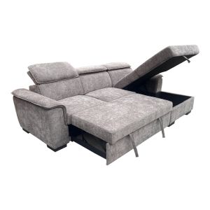 Ляв ъглов разтегателен диван Lemance сив плат 255x168x82см
