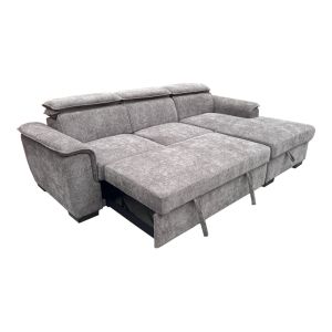 Ляв ъглов разтегателен диван Lemance сив плат 255x168x82см