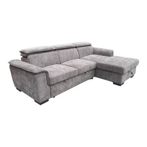 Ляв ъглов разтегателен диван Lemance сив плат 255x168x82см