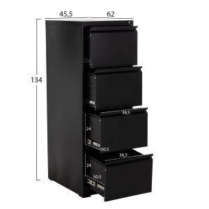 Офис шкаф Sider HM6637.01 черен метал 45.5X62X134ВСМ.