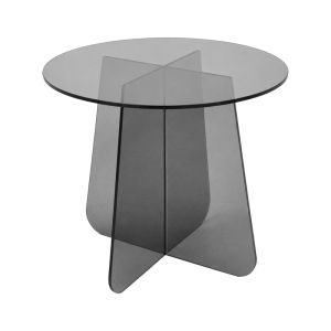 Помощна маса, прозрачно закалено антрацитно стъкло 8 мм, диаметър 50x45 см