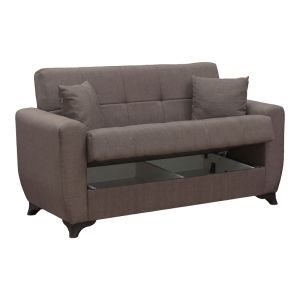 Разтегателен диван Modesto с място за съхранение, кафяв, плат 155x84x83см