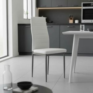 Стол Parker бял PU с антрацитен метален крак 41x48x96см