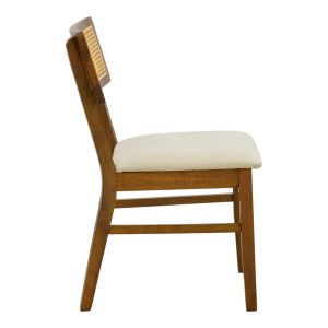 Стол Raffles, орехово каучуково дърво с пе ратан и екрю плат, 47x48x83.5 см