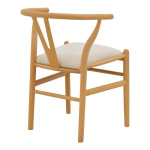 Стол Wishbone, каучуково дърво-плат, в естествен бежов цвят, 51x58x73см